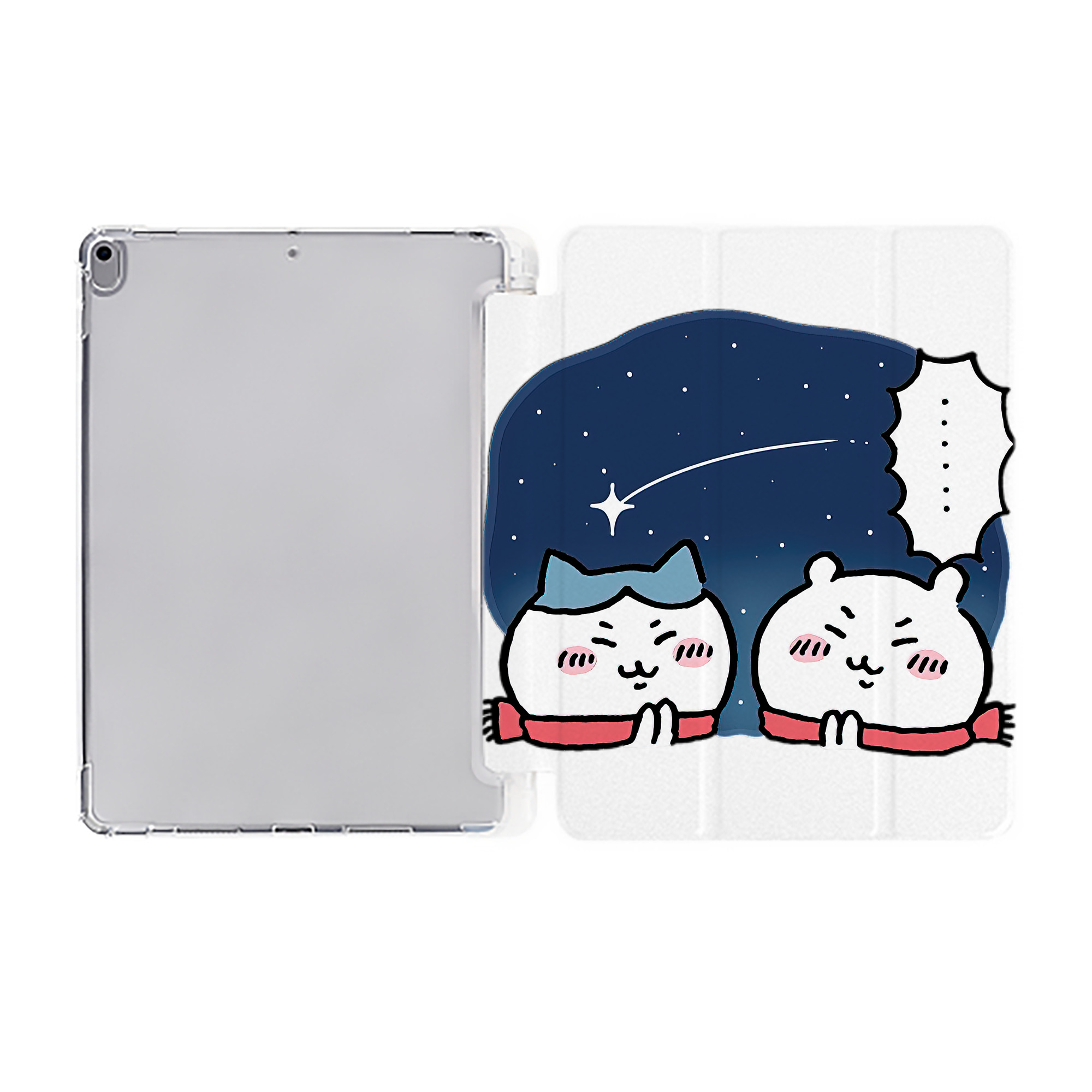 （画像用） ちいかわ ハチワレ Chii-kawa hachiware IPad ケース ペン収納付き 三つ折りスタンド PUレザー×シリコン 対応機種9.5/10.5/10.9インチ